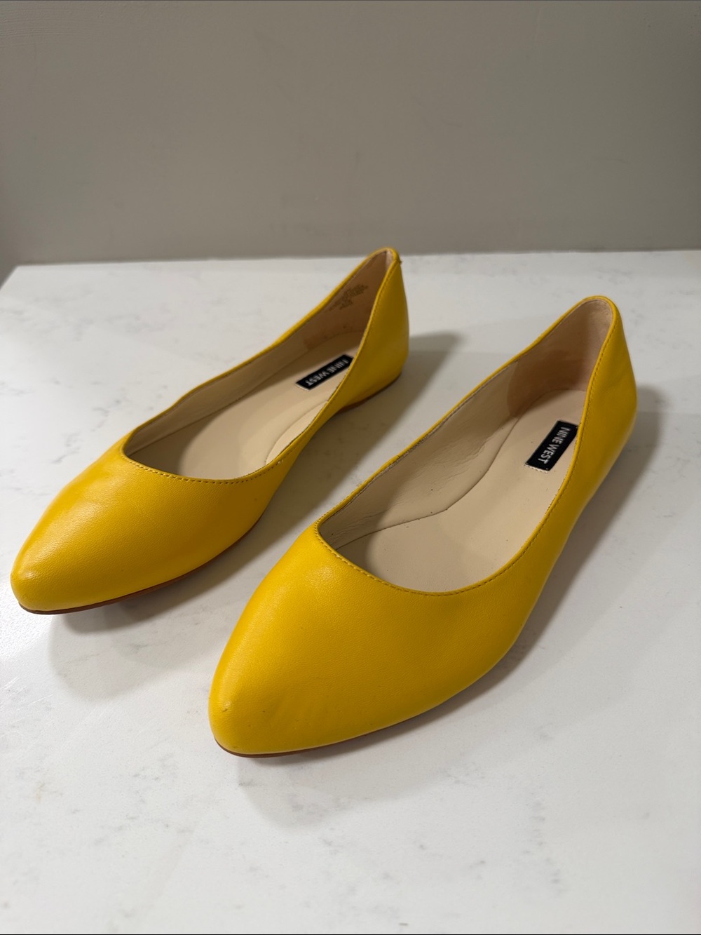 Nine West Yellow Pointed-Toe Ballet Flats